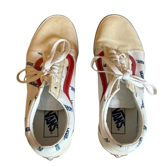 Vans Old Skool Canvas Low Top Sneaker All Over Logo Mens 8.5 Womens 10 - Picture 7 of 9